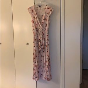 Pink Floral Romper Maxi Dress